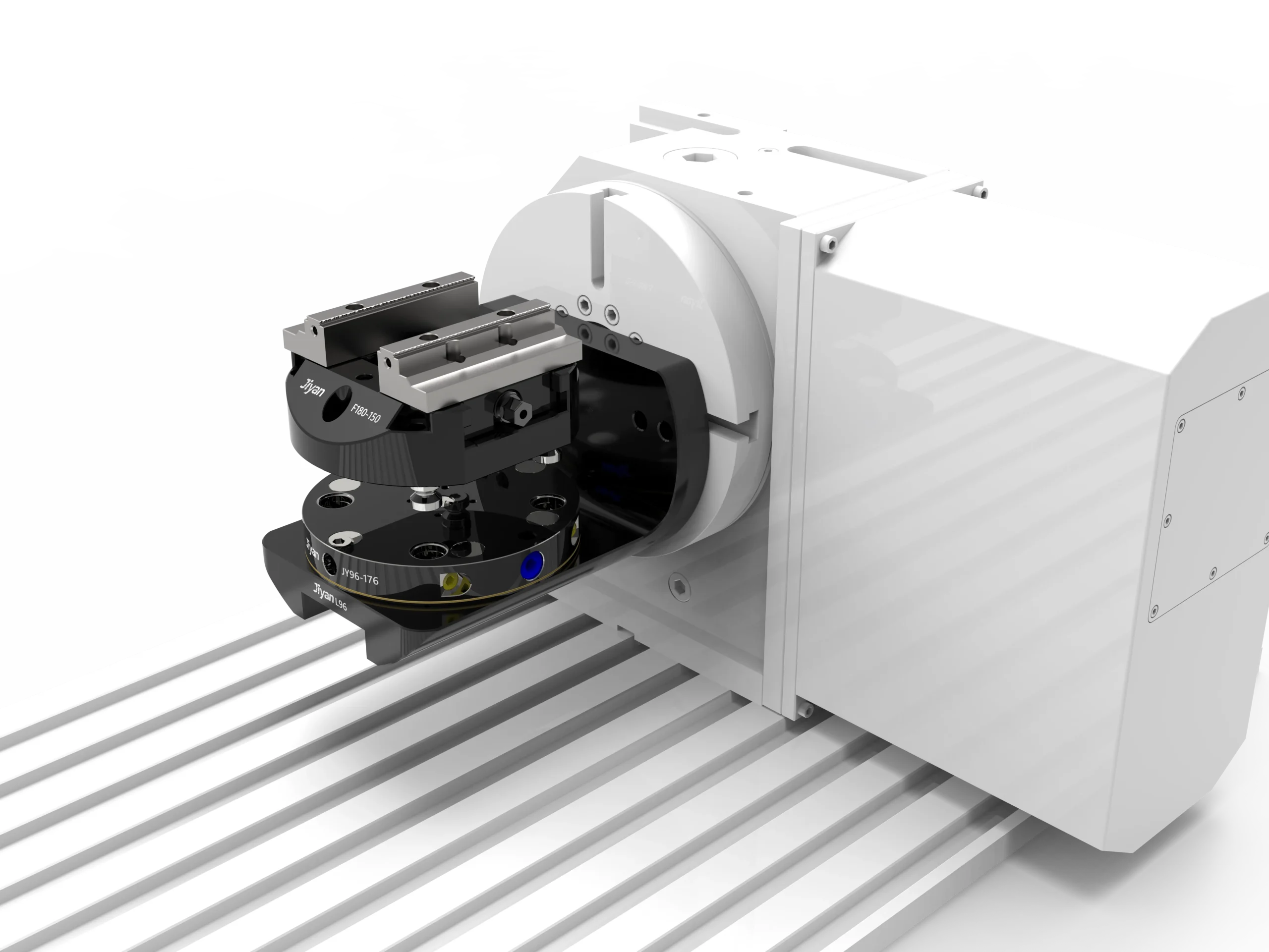 JIYAN L-bridge plate carrying a self-centering vise for 4th-axis side machining