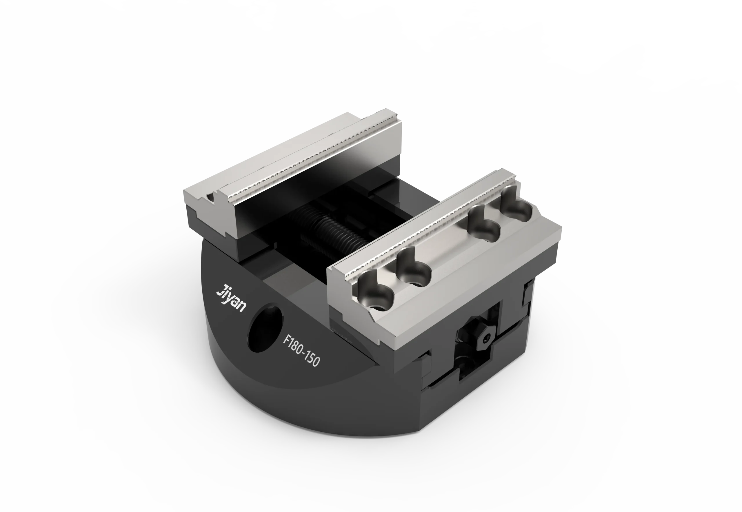 Jiyan F180-150 self-centering vise mounted for 5-axis CNC machining